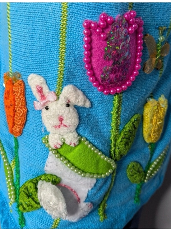 Quacker Factory Bright Turquoise Floral Embroidered Cardigan - Picture 3 of 6